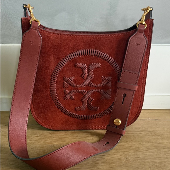 Tory Burch Burgundy Suede Shoulder Bag - Picture 1 of 6